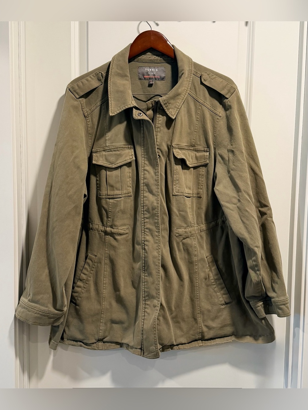 Torrid Olive Green Stretch Twill Military Anorak Utility Jacket Size 3 / 3X